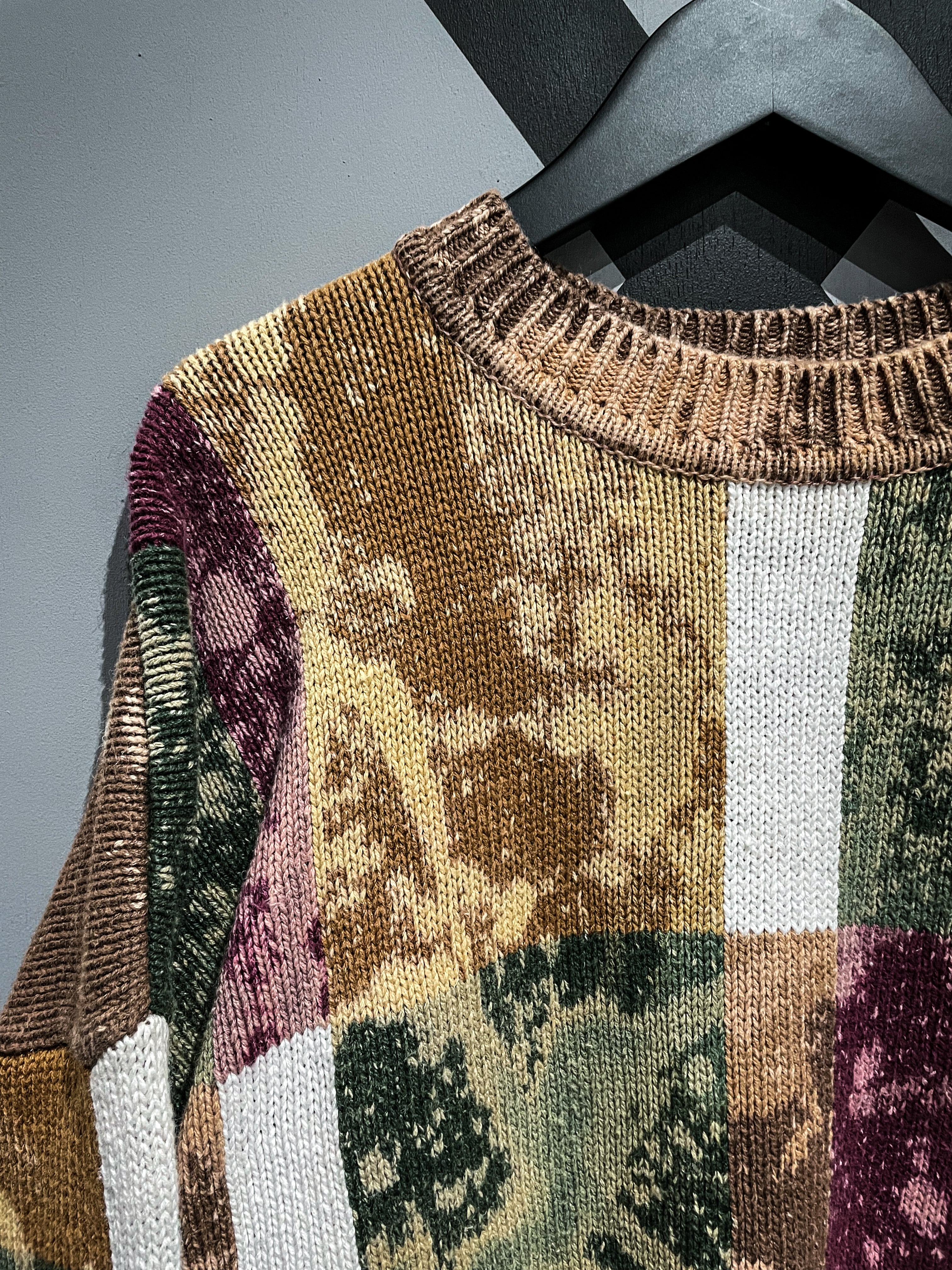 X VINTAGE】Bleach Remake Pattern Loose Ramie & Cotton Knit | Caka 