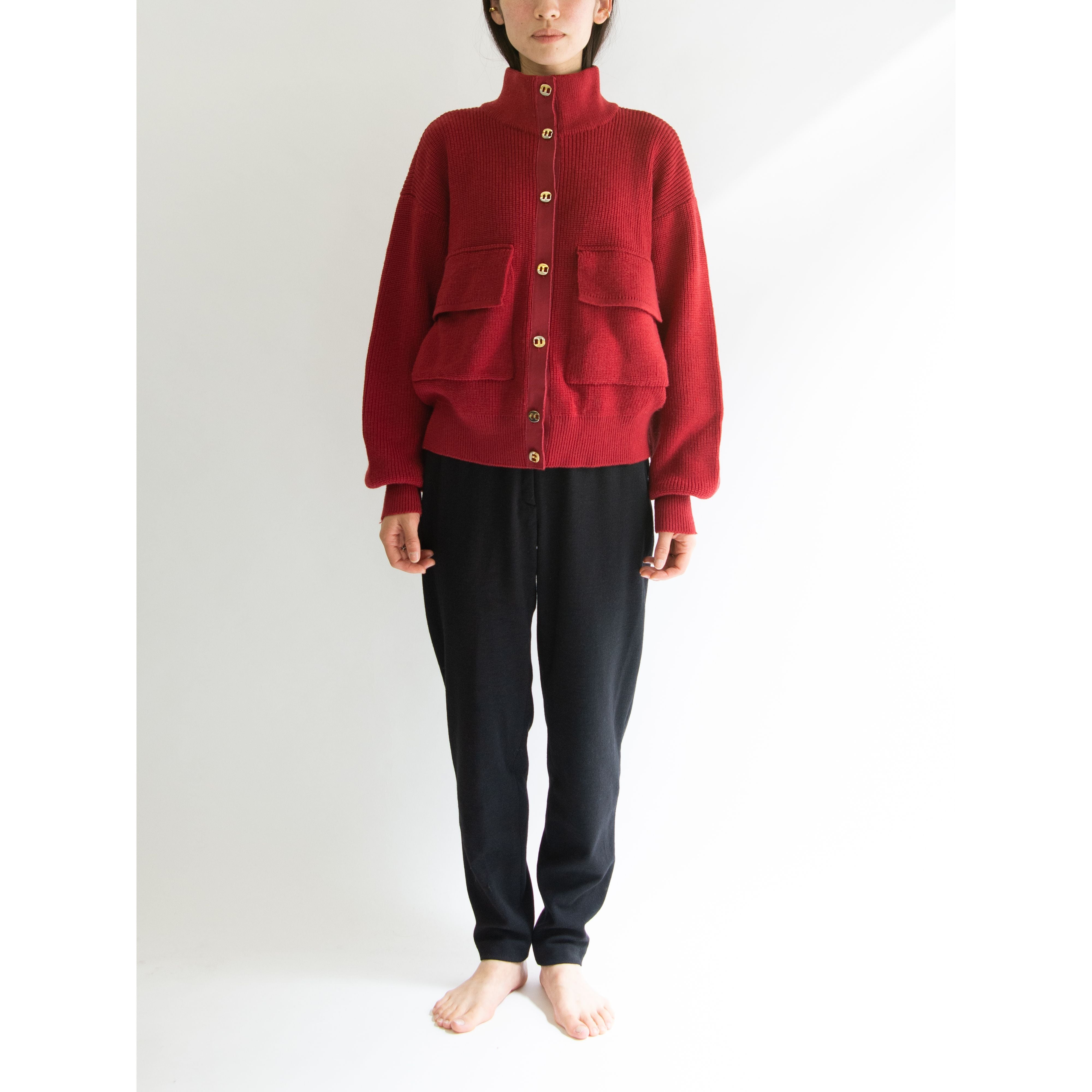 【Salvatore Ferragamo】Made in Italy 100% Wool Oversized Knit Jacket（サルヴァトーレ フェラガモ イタリア製 オーバーサイズ ウールニットジャケット ）