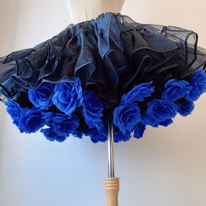 ロリータファッション 花飾りパニエ 40cm丈 フラワーフリル | ロリィタ