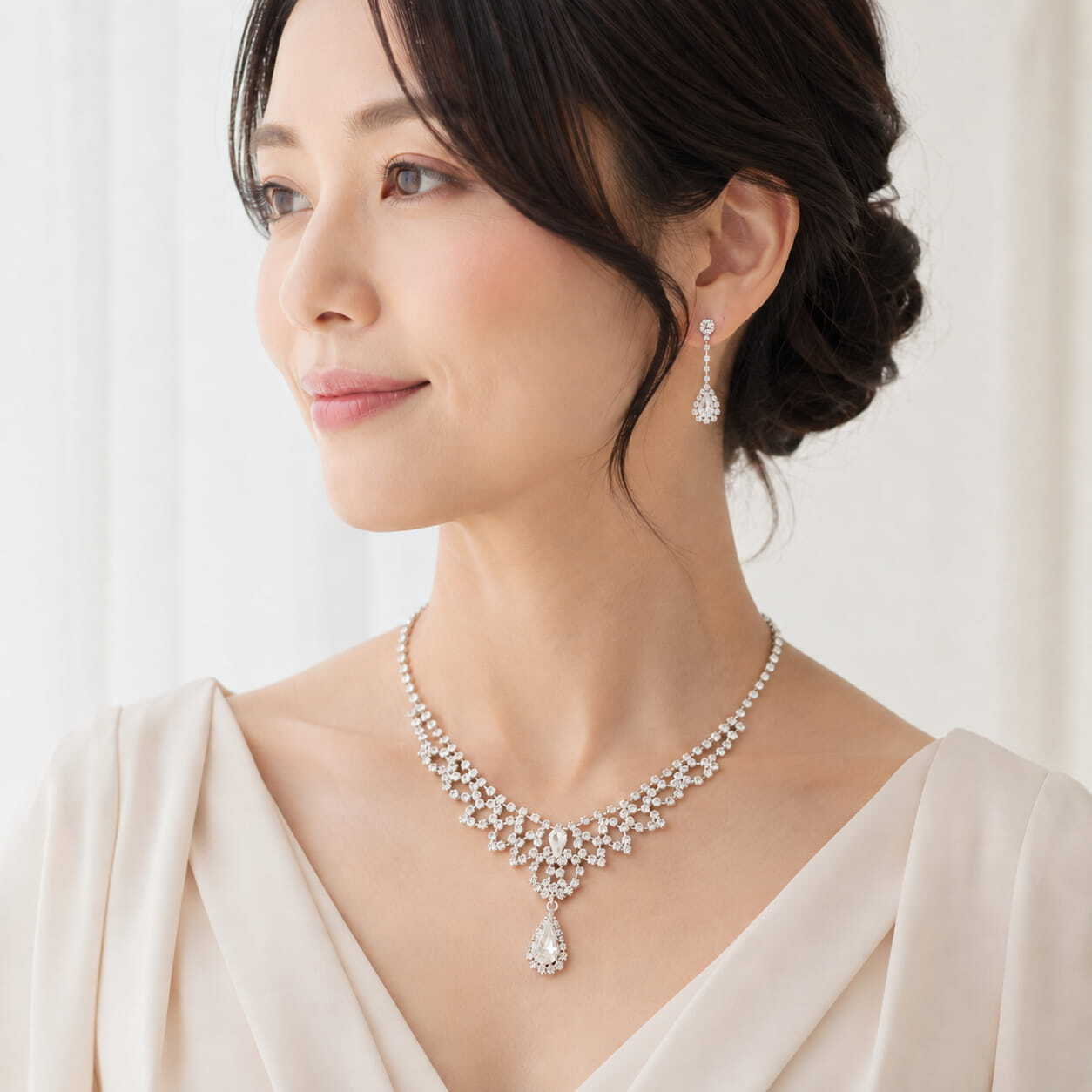 ブライダル ネックレス ピアス イヤリング セット オクタント