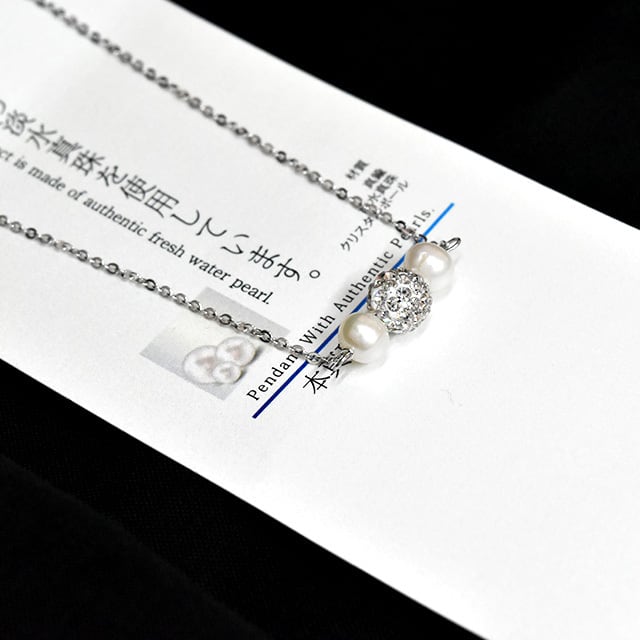 本真珠ペンダント】キラキラ3ツ玉貫通ペンダント | 真珠通販サイト