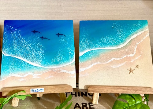 オーシャンレジンアート2連パネル