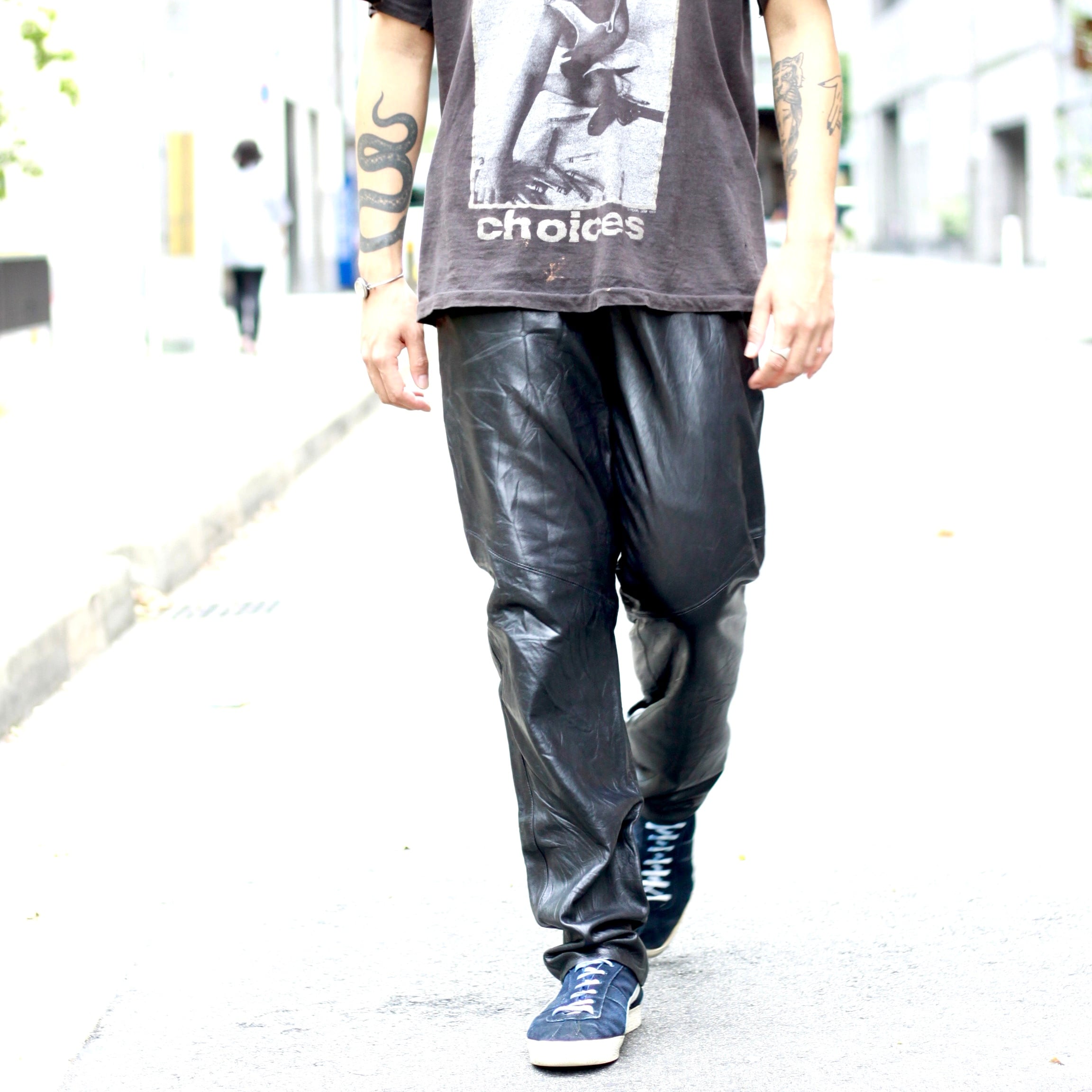 0165. 1980's Leather pants 80s 80年代 レザー レザーパンツ black 黒