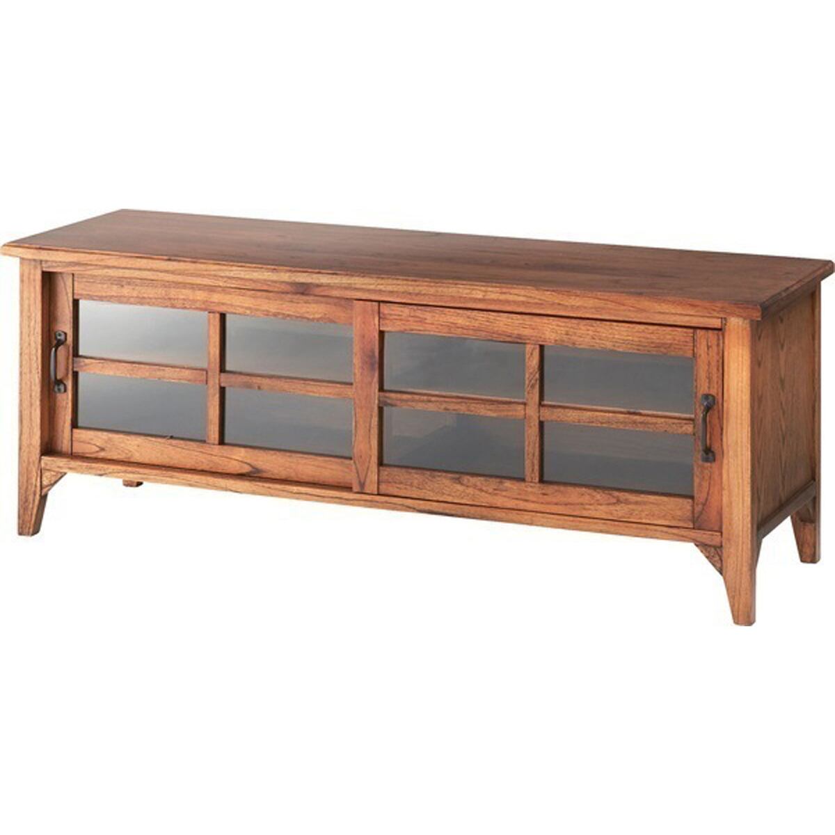 ローボード PM-305 ティンバー TVボード テレビボード TV台 テレビ台 天然木 木製 ガラス扉 ミンディ材 強化ガラス AV収納 収納ラック レトロ ブラウン シンプル