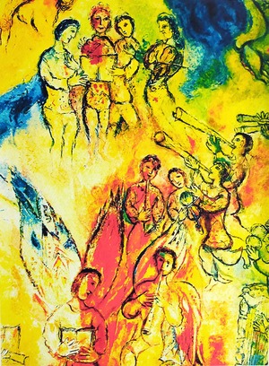 マルク・シャガール絵画「天使の音楽」作品証明書・展示用フック・限定375部エディション付複製画ジークレ