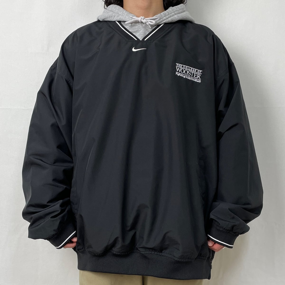 NIKE】90s プルオーバー ナイロンジャケット リブライン 黒 USA古着