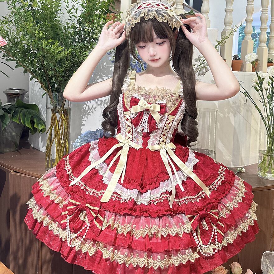 ゴスロリ プリンセスドレス バックリボン×レース×編み上げ｜WithU