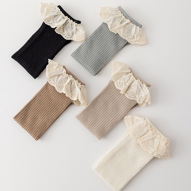 [0-5y] レース付きミディアムソックス