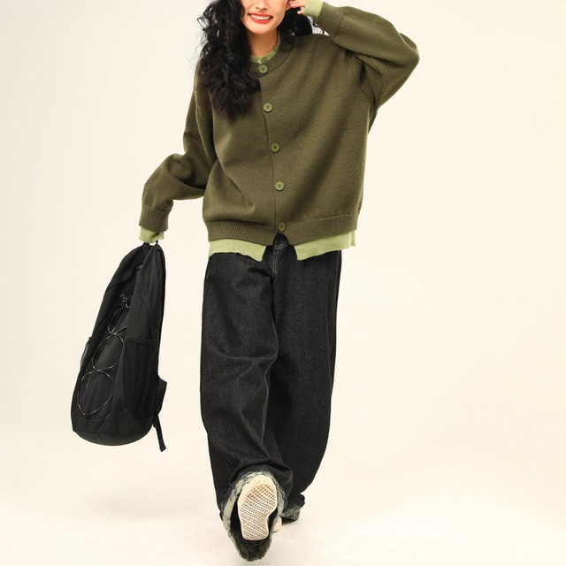 layered color knit cardigan　レイヤードカラーニットカーディガン　J1529