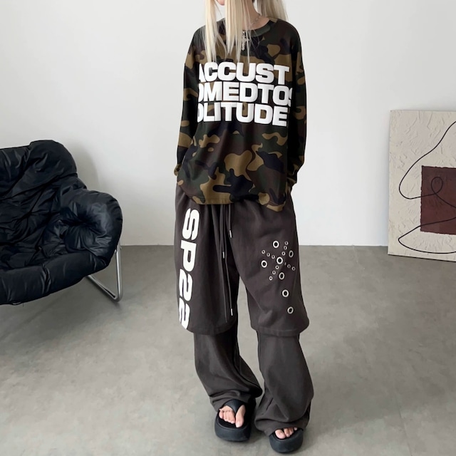 カモフラビッグレタリングロングスリーブTシャツ 1col R02818