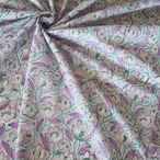 ブロックプリント生地【50cm単位】インド綿 花柄 グレー×紫 #23351-PR1