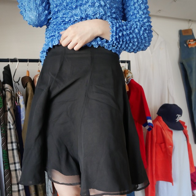 US black mini frill pants skirt