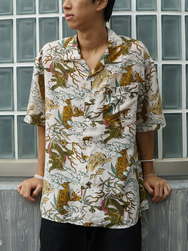 Japanese Dragon & Tiger Cloud Bamboo All Over Print Short Sleeve Shirt