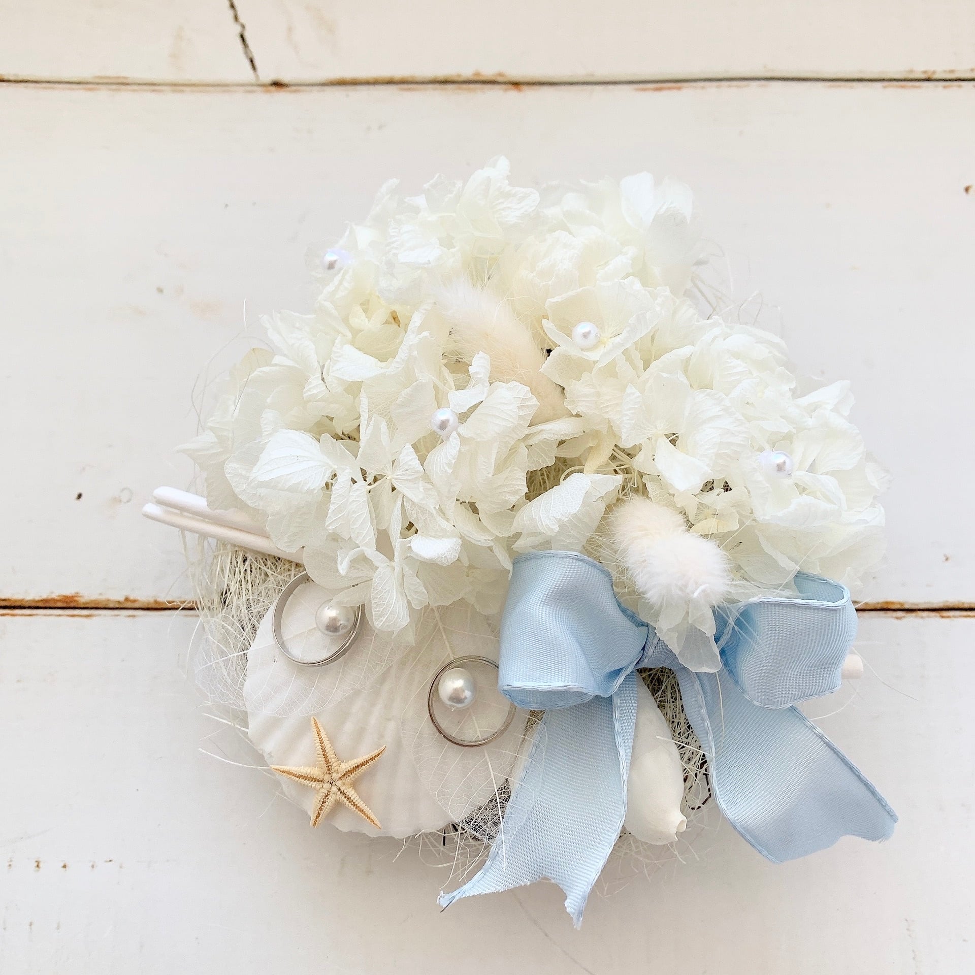 beach ringpillow 海のカケラ リングピロー 結婚式 ホワイト｜家具 