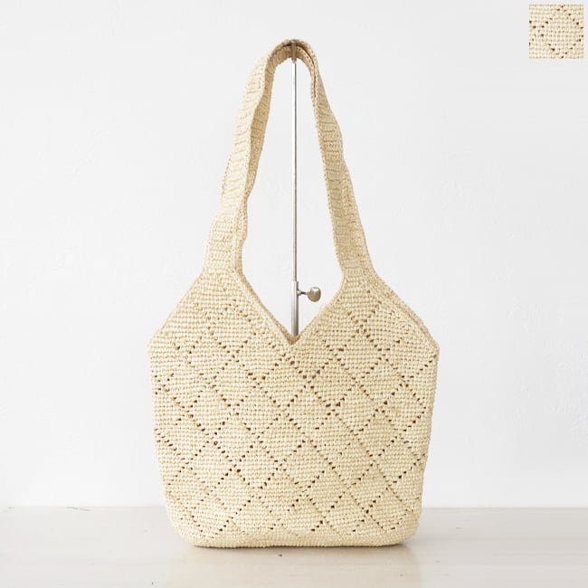 IVAHONA (イバオナ) トートバッグ ラフィア ショルダー SAC A MOTIF RHOMBE No.3