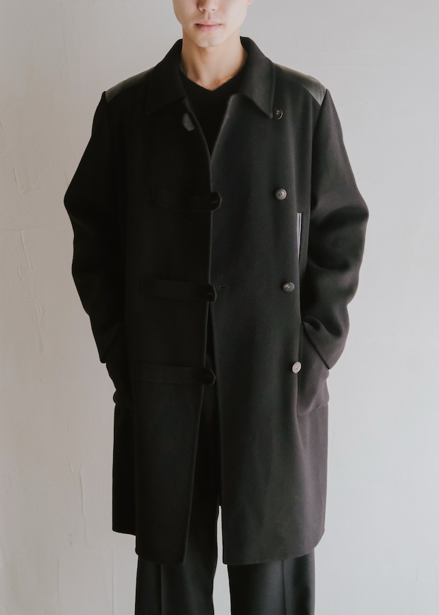 90's Salvatore Ferragamo kid skin leather yoke toggleless coat