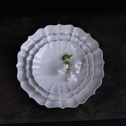 AS　宮田竜司　稜花白磁7.5寸皿(大)