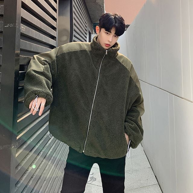 予約販売】ボアブルゾン ハイネック 異素材MIX アウター ボア