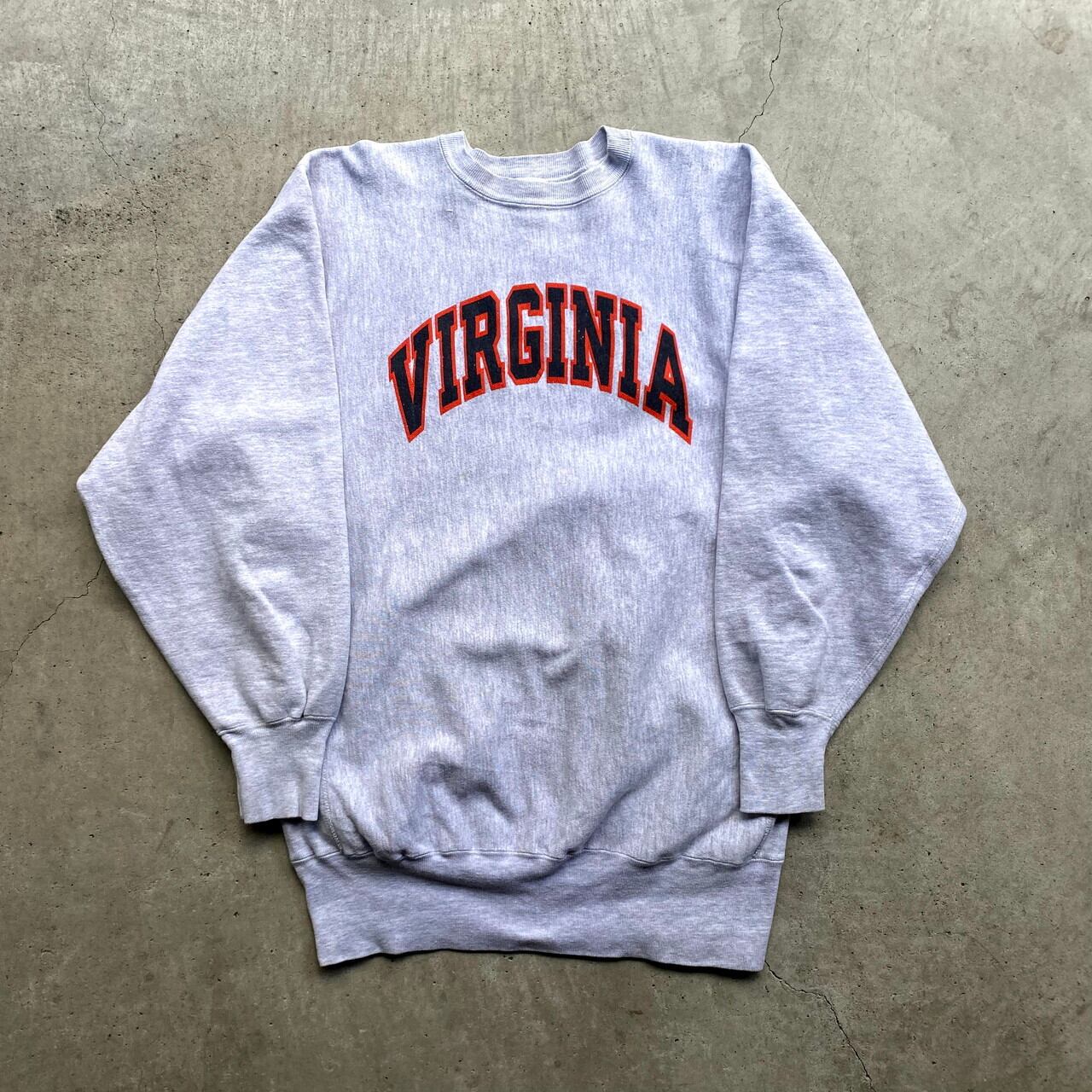 ビッグサイズ 90年代 チャンピオン 刺繍タグ リバースウィーブ メンズXXL 古着 USA製 VIRGINIA Champion REVERSE  WEAVE 90S ビンテージ ヴィンテージ カレッジプリントスウェット トレーナー ライトグレー アーチプリント ライトグレー オートミール 灰色  ...