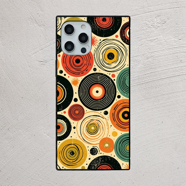 iPhoneケース レコード柄 サイケデリック｜60s 70s ターンテーブル風 RETRO028