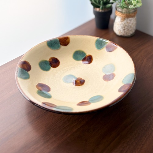 【仲間陶房】やちむん　仲間功　伝統的な絵付け【7寸皿：三彩】工房直送！