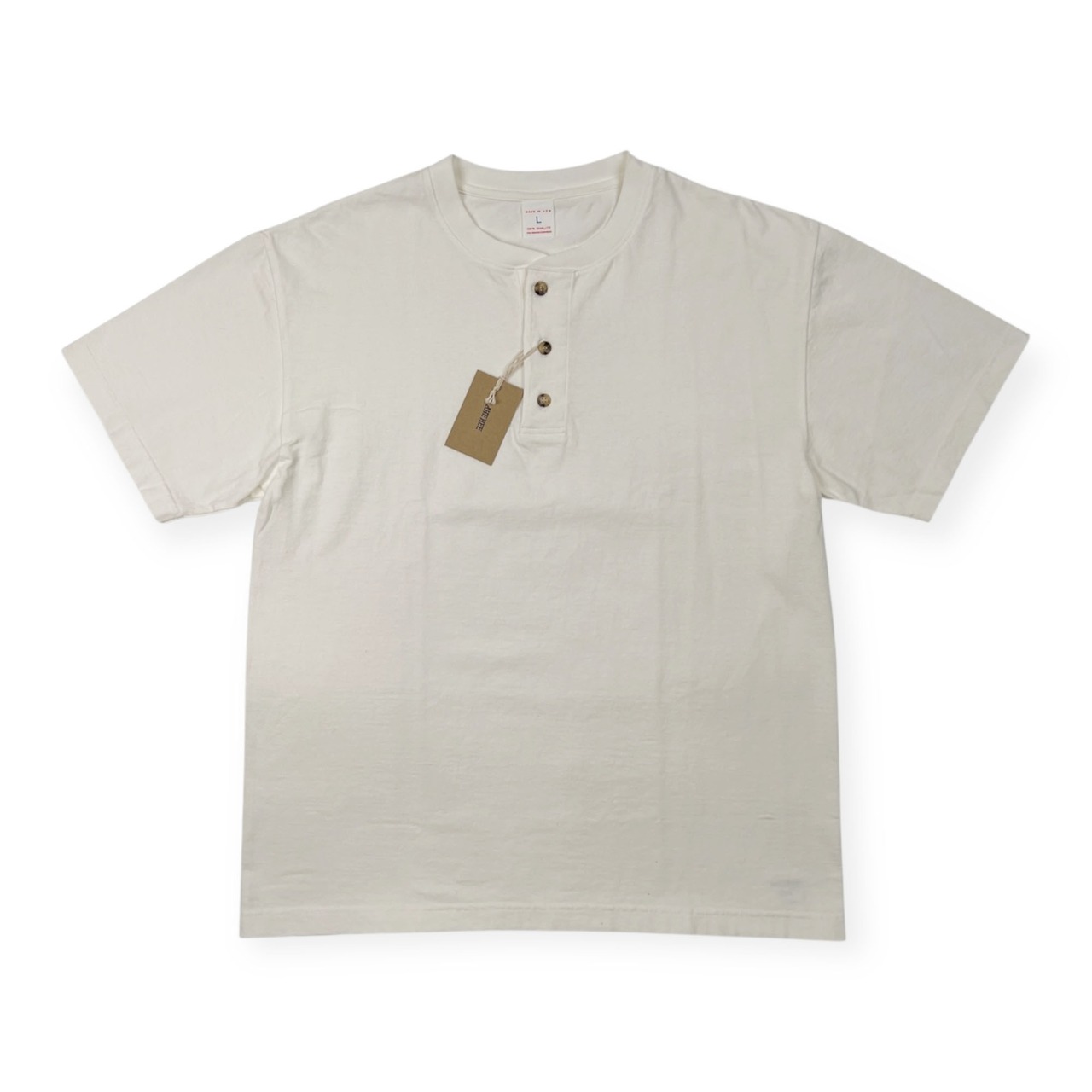 タグ付き 未使用品 Ahe'hee/ アヘヘ 半袖 ヘンリーネックTシャツ サイズ L /ホワイト系