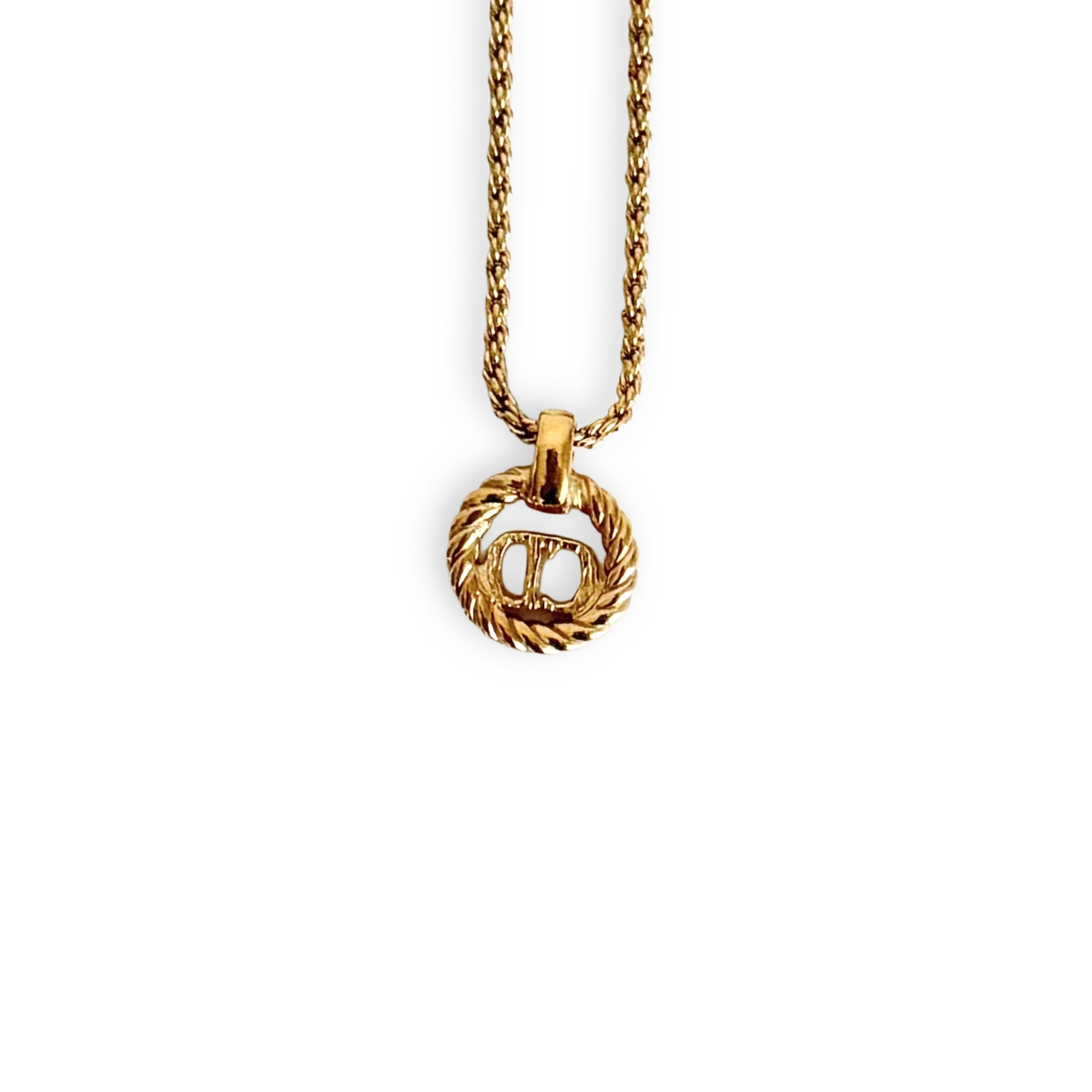 Christian Dior】ディオール ネックレス ロゴサークル 美品 金 