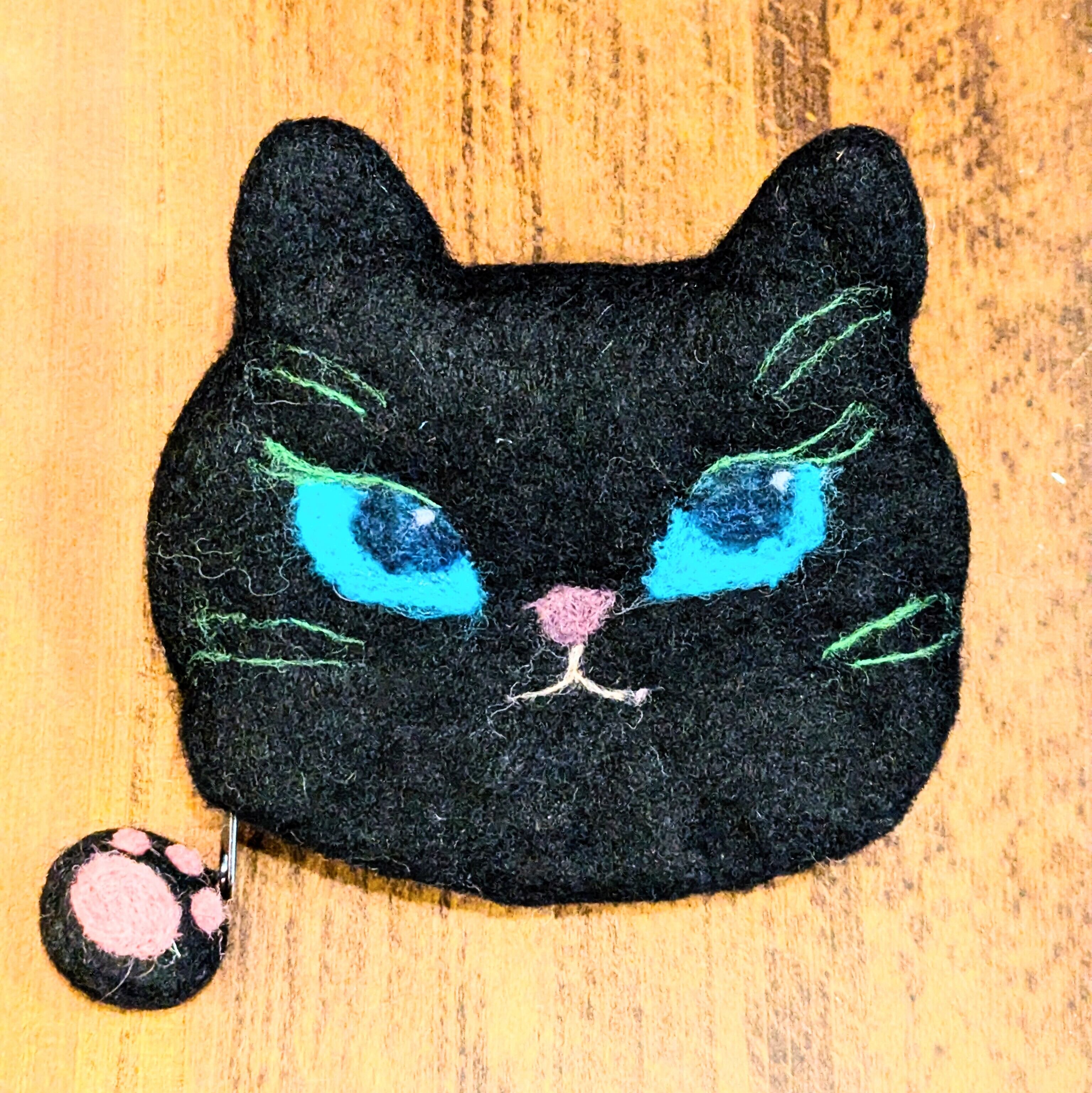 黒猫フェルトポーチP | くろねこ羊毛部