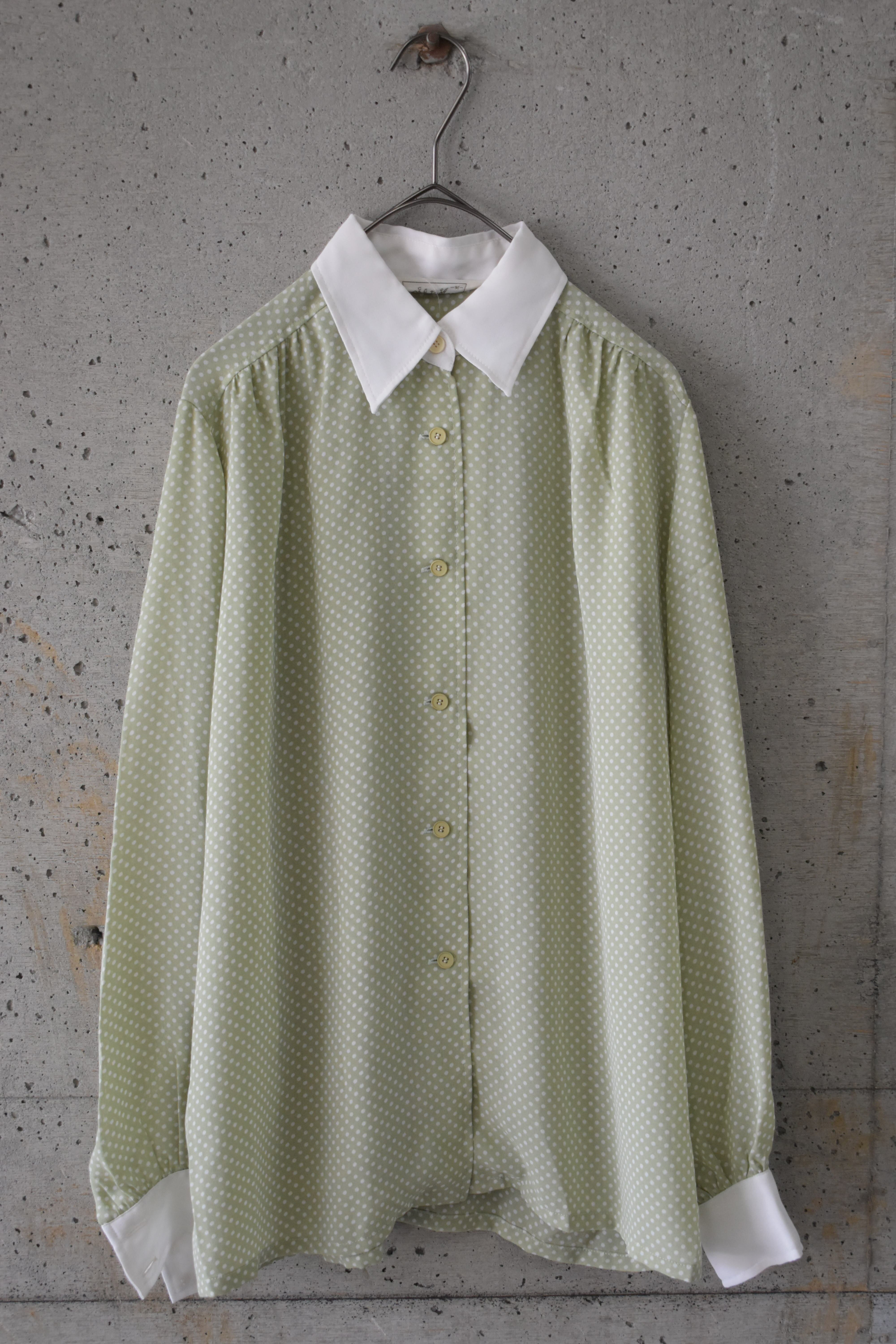 Green Dot Panel Blouse