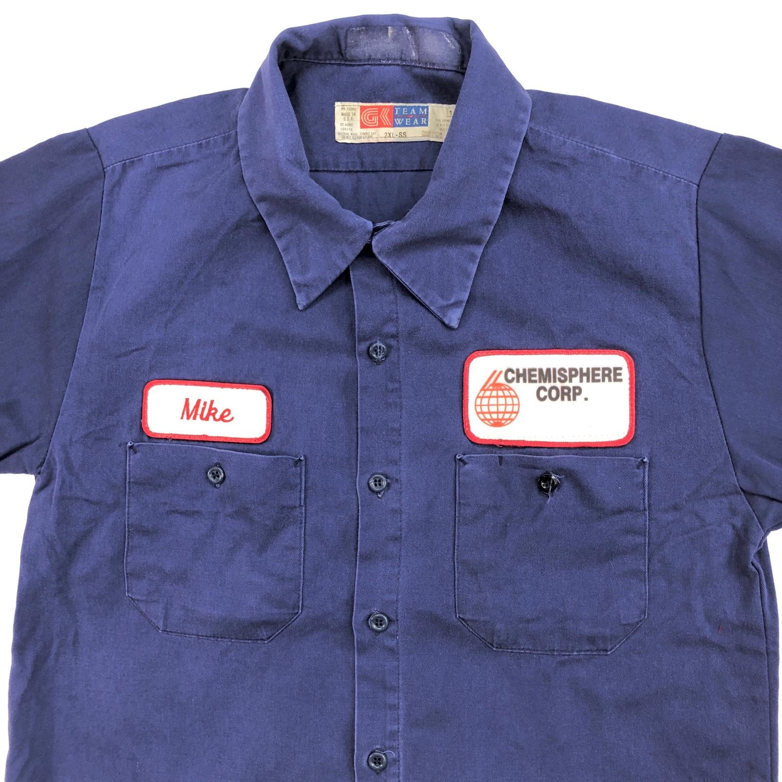 GK TEAM WEAR 80-90年代 USA製 ワッペン付 パッチ付き 半袖 ワーク
