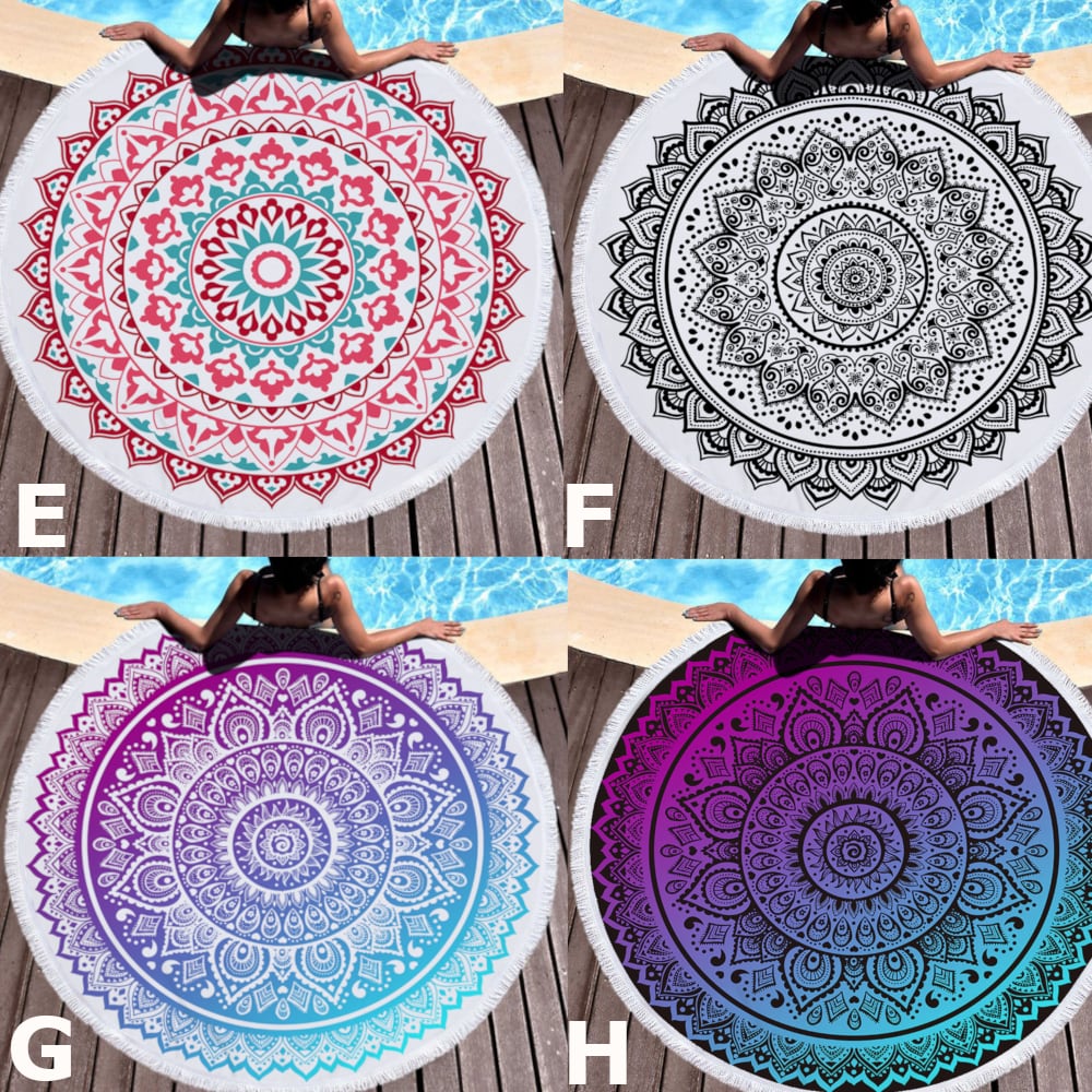 ラウンド マット 曼荼羅 マンダラ 直径 150cm ビーチタオル おしゃれ