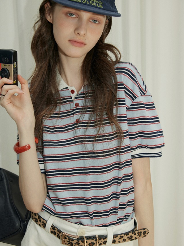 ストライプルーズニットpolo