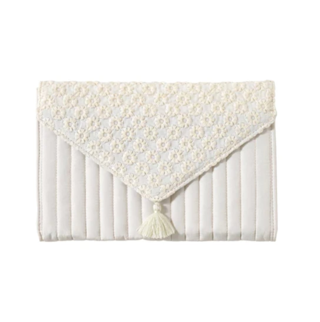 Hoppetta / flower刺繍母子手帳ケース / アイボリー