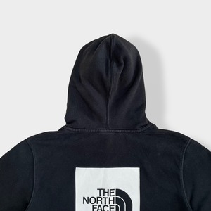 【THE NORTH FACE】ボックスロゴ ワンポイント バックロゴ プリント パーカー プルオーバー スウェット フーディー hoodie アウトドア M 黒 us古着