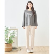 【SALE 30%OFF 4/13 10:00まで】TRUBE ポニーモチーフ ラメ入り布アートイラスト ロングTシャツ【M~L】チャコールグレー