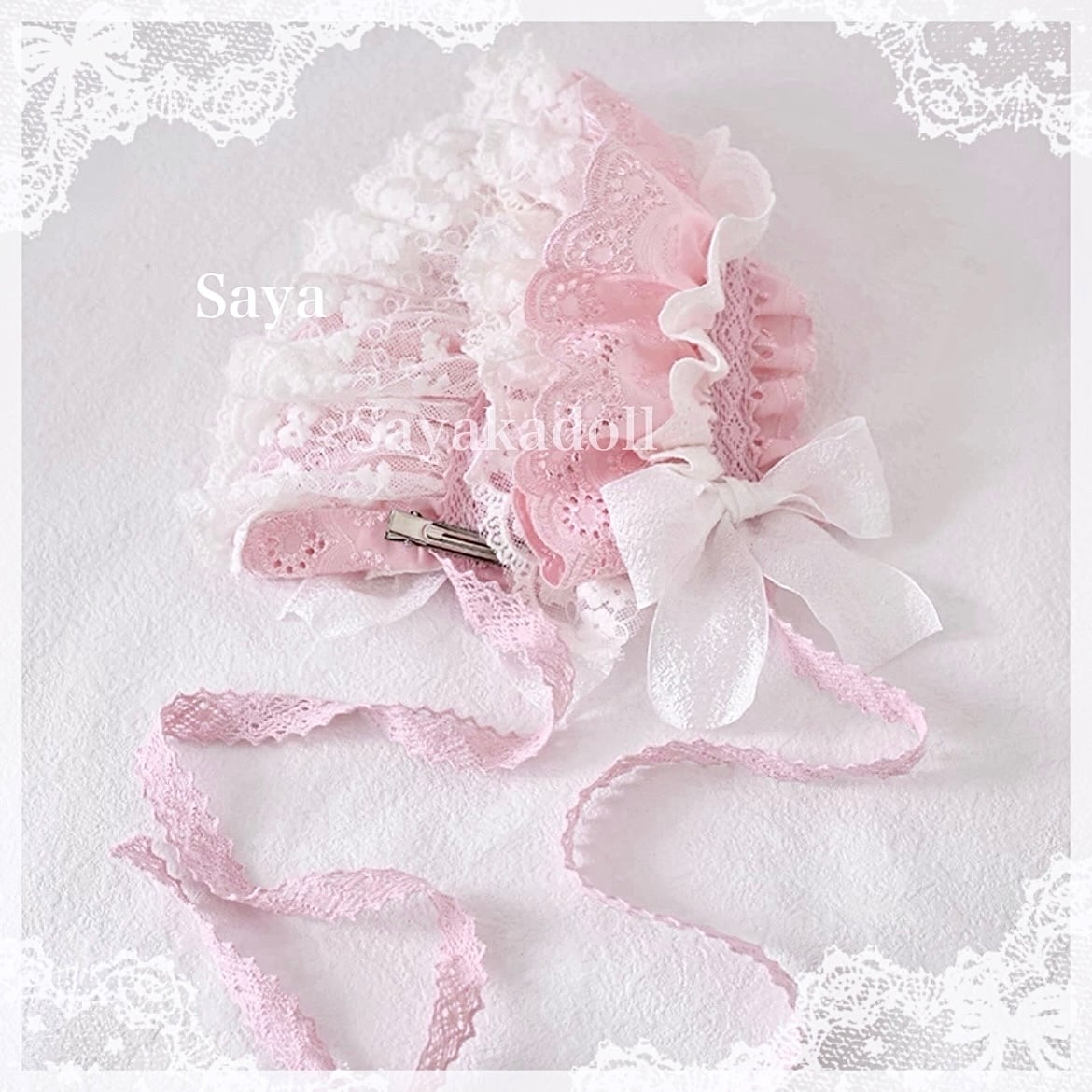 ‪♡ Lolita ボンネット風 フリルリボンヘッドドレス white 2 ‪♡ ♡ Lolita ボンネット風 フリルリボンヘッドドレス white 2‬