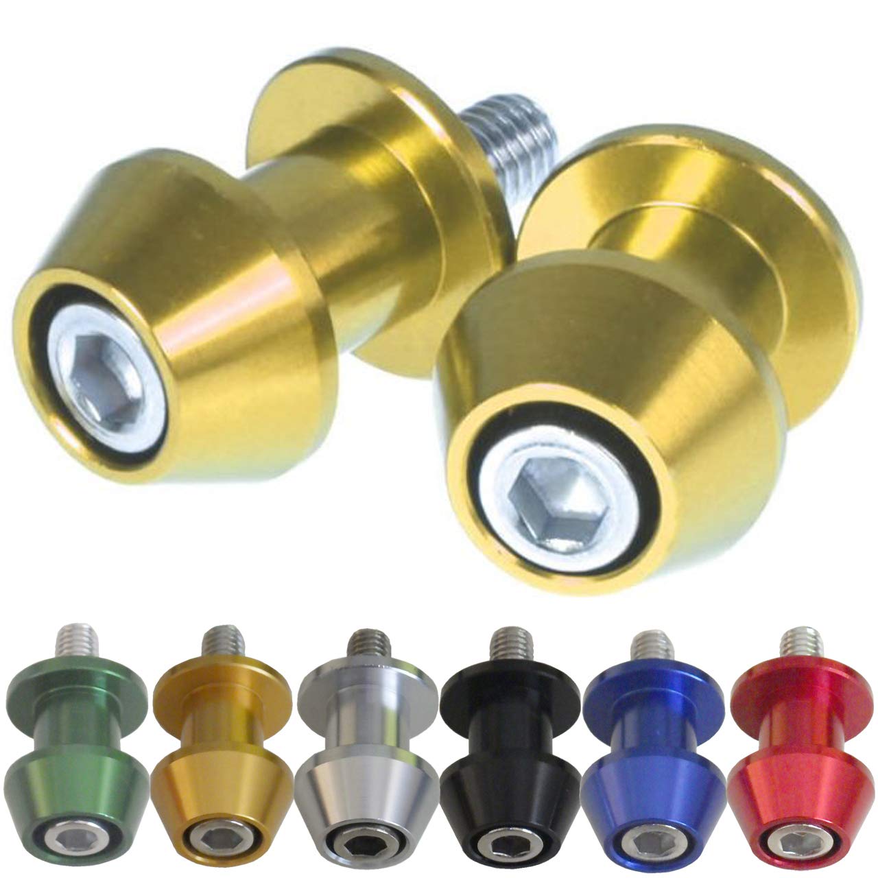 NYSh スタンドフック ヤマハ対応 アプリリア対応 リア スタンド フック M6 6mm ボルト 左右 2個セット M6 (ゴールド)