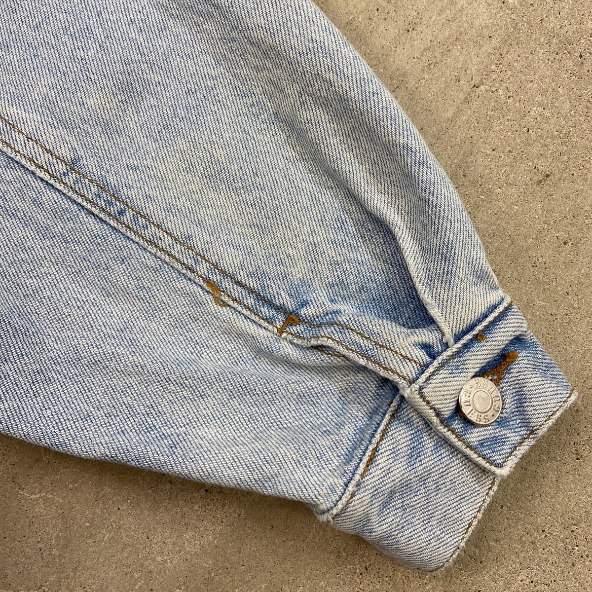 90年代 USA製 GUESS ワンポイントロゴ刺繍 デニムジャケット メンズXL