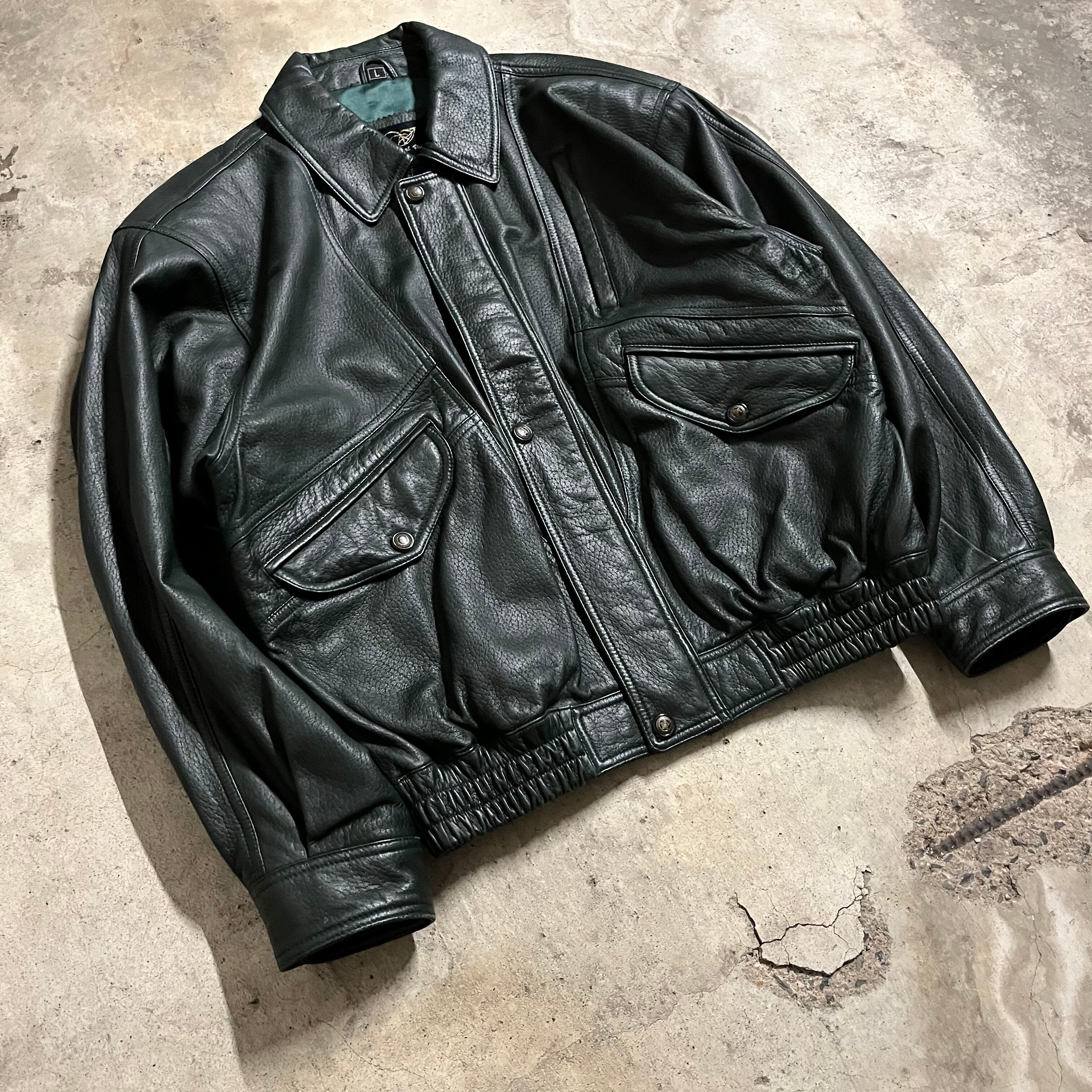 vintage〗lamb skin short leather blouson jacket/ラムスキン 短丈