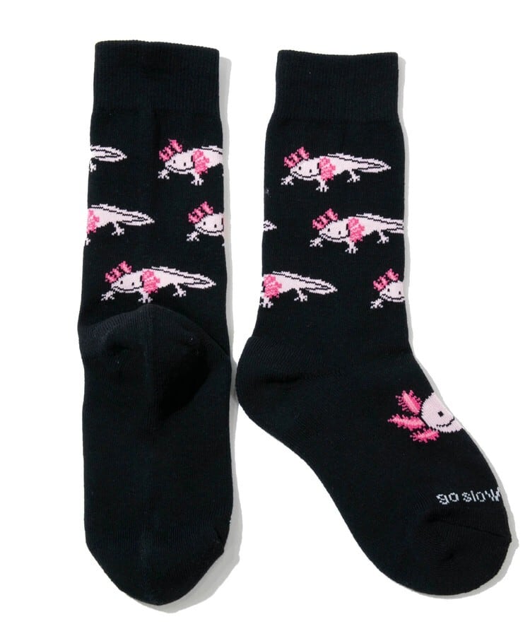 パイルジャガードクルーソックス（ウーパー　ブラック）