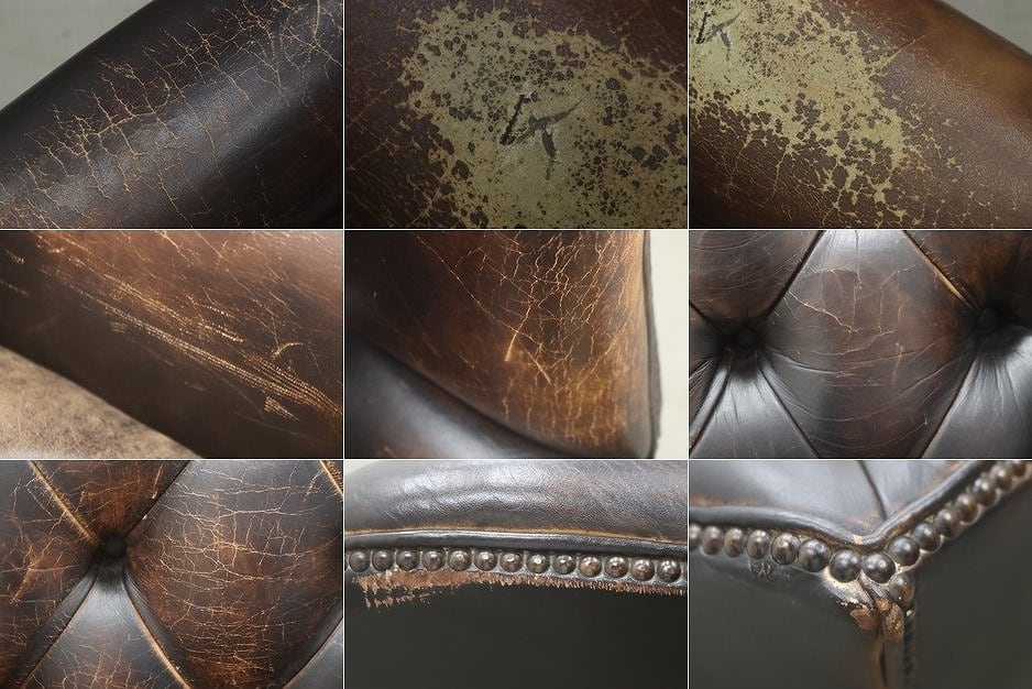 イギリス　本革　2P　ソファ　ヴィンテージ　アンティーク　レザー　ウィングバック ヴィンテージ 英国 イギリス 本革 ウィングバックチェア 2P