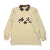 Jean Charles de Castelbajac Sport カステルバジャック 刺繍 鹿の子 長袖 ポロシャツ 1/アイボリー メンズ ゴルフ