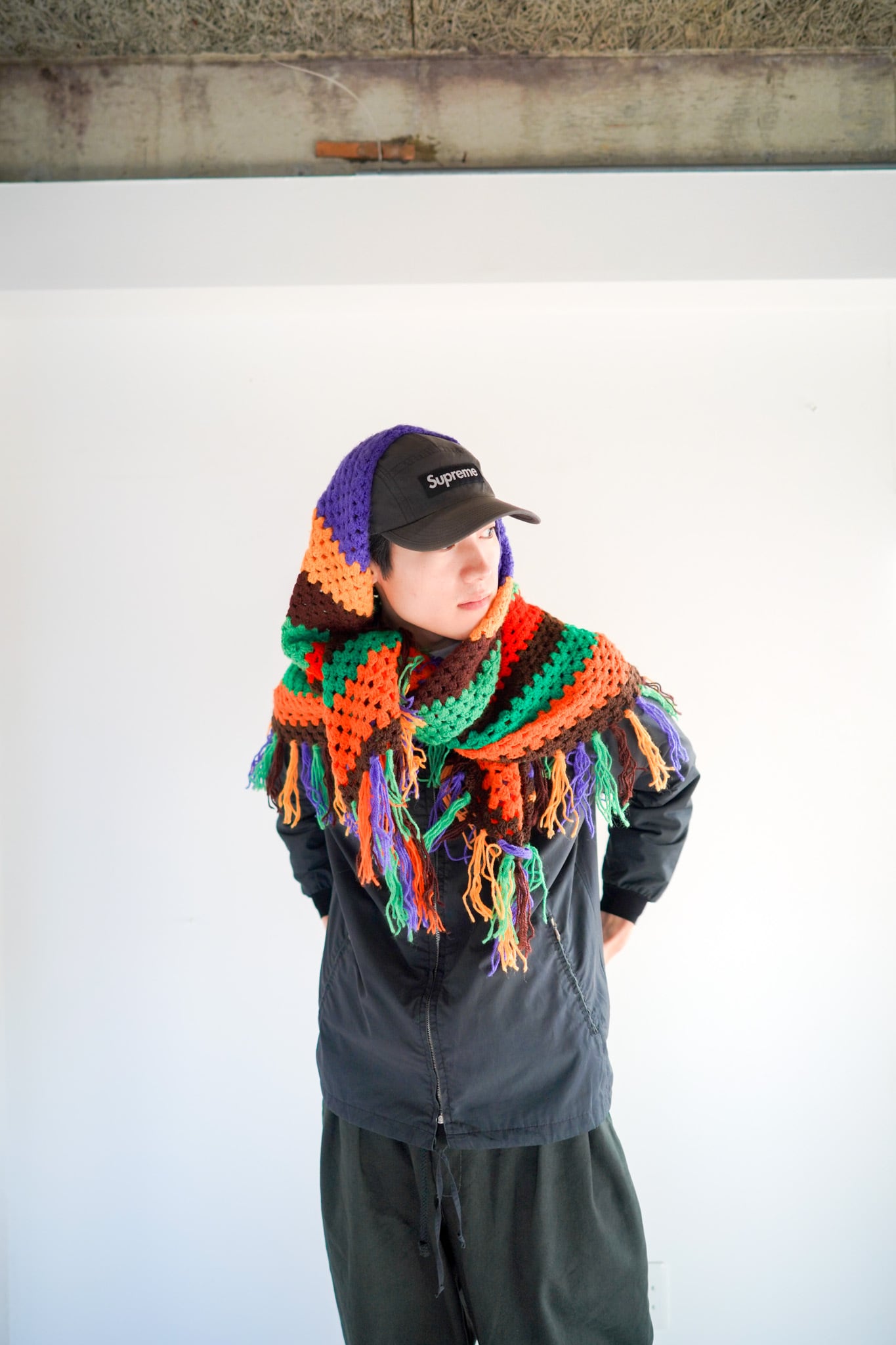 Old Wool Knitting Lag Muffler | from_antique