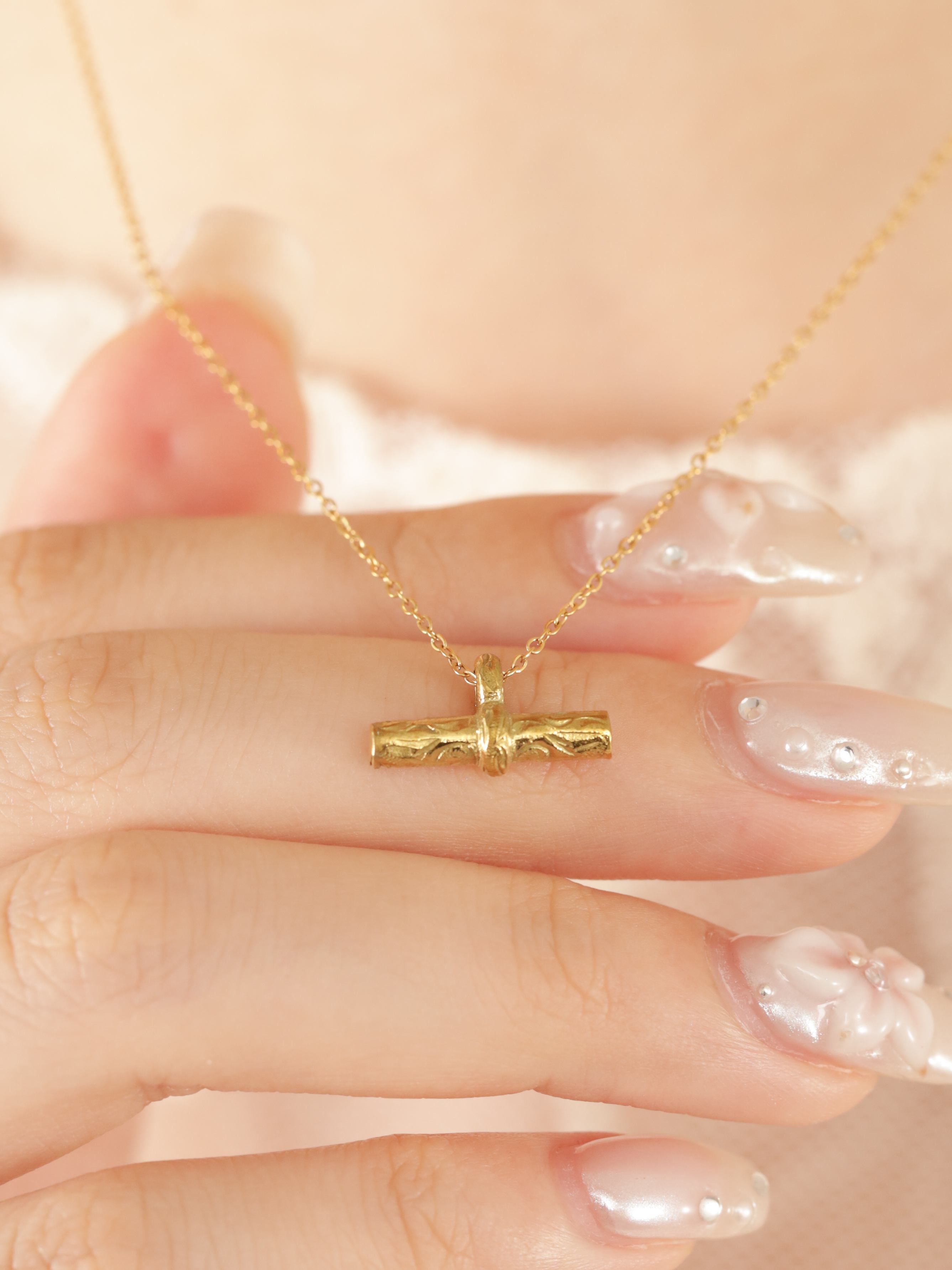 316L hawaiian retaining bar necklace #n51