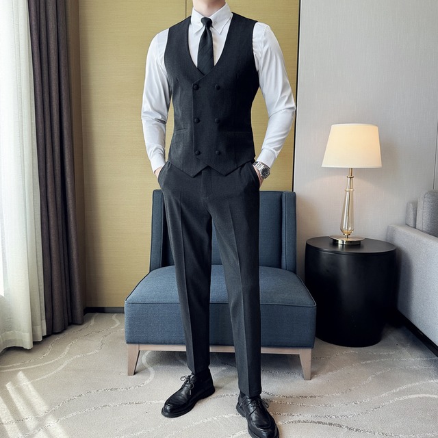 ダブルブレスト ベスト ツーピース 3色 11056