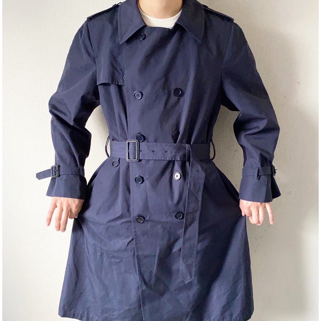 80s〜90s sears navy cotton poly trench coat﻿ | protocol