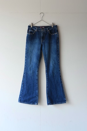 studs denim flare pants