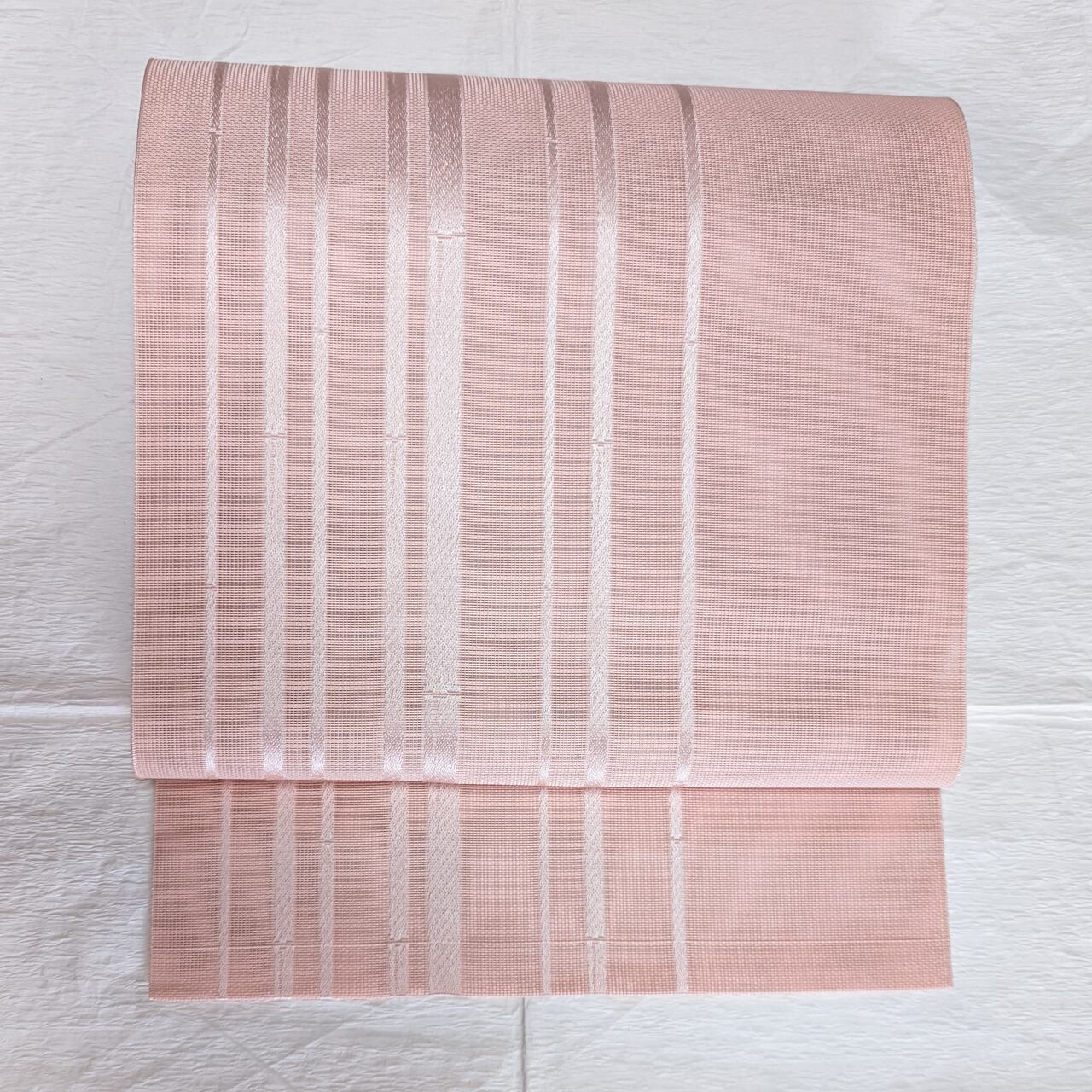 美品】紗夏帯トンネル仕立て8寸名古屋帯正絹 竹柄縞模様織出し 美品】紗夏帯トンネル仕立て8寸名古屋帯正絹 竹柄縞模様織出し