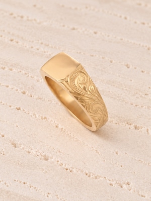 316L hawaiian signet square ring #r02