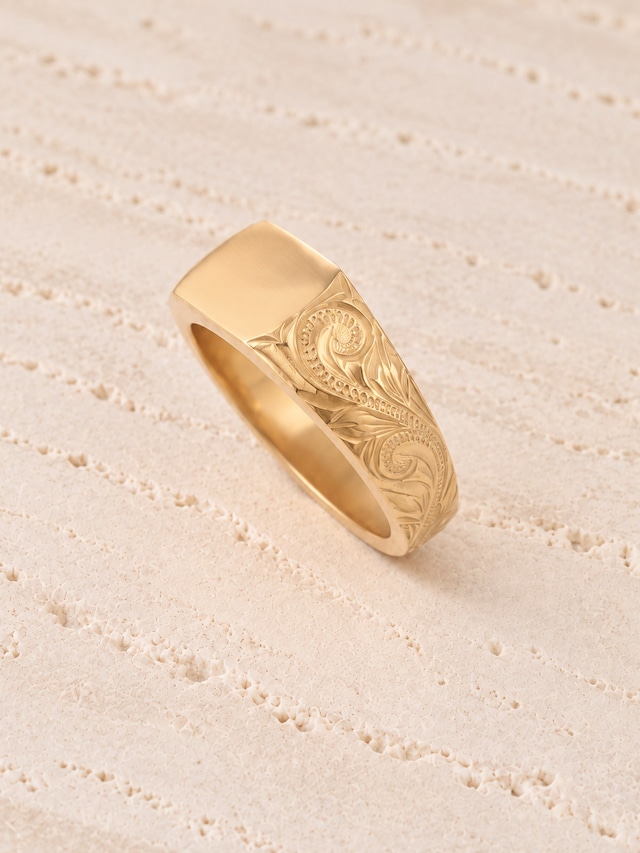 316L hawaiian signet square ring #r02